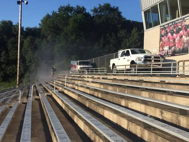 Stadium bleacher cleaning