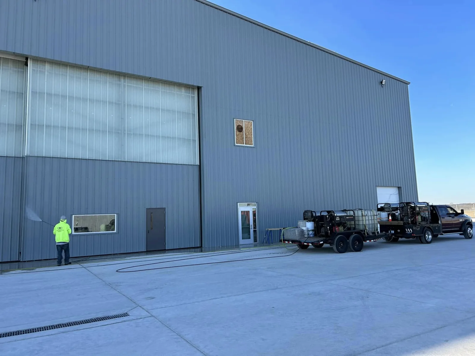 Aircraft hangar wash
